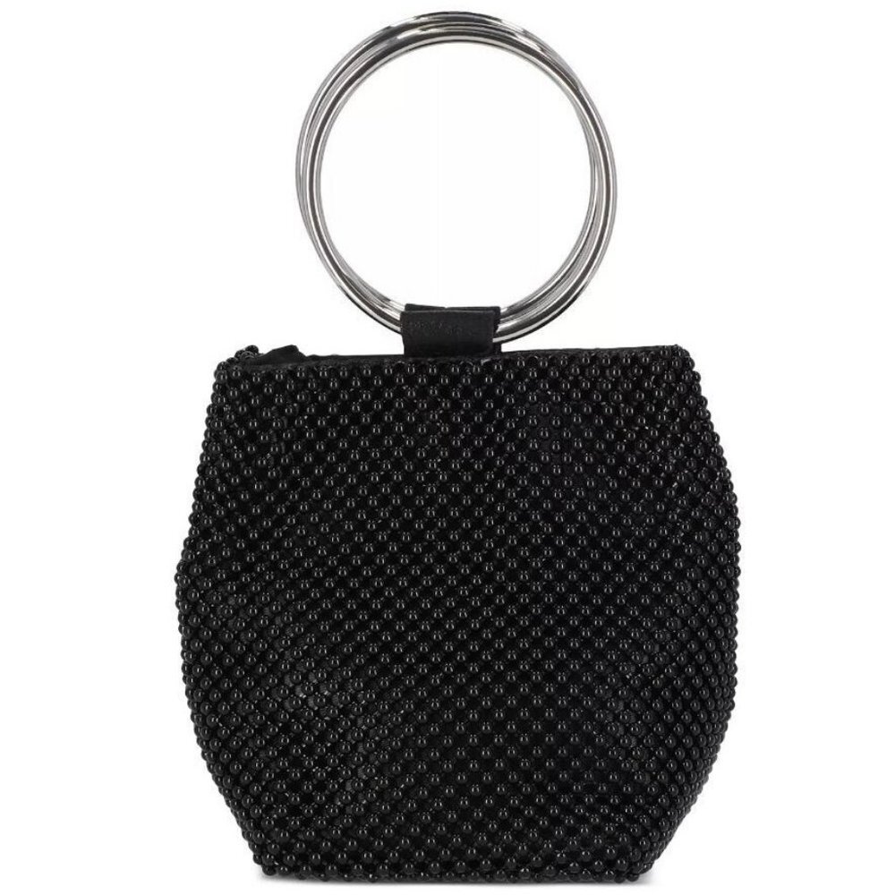 INC International Concepts bangle round handles ball women's clutch -BLACK